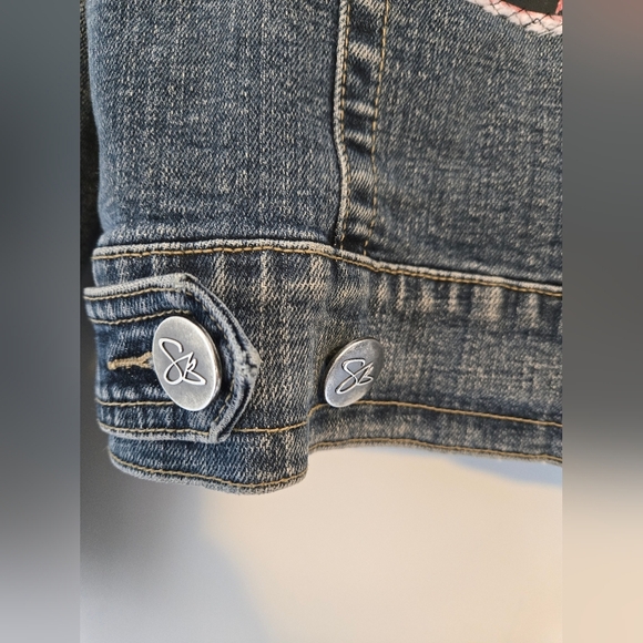 Denim Jacket Coat Size 7/8 Retro Rock 80"s Vibe Spring Outdoor Staple Classic - Picture 4 of 9